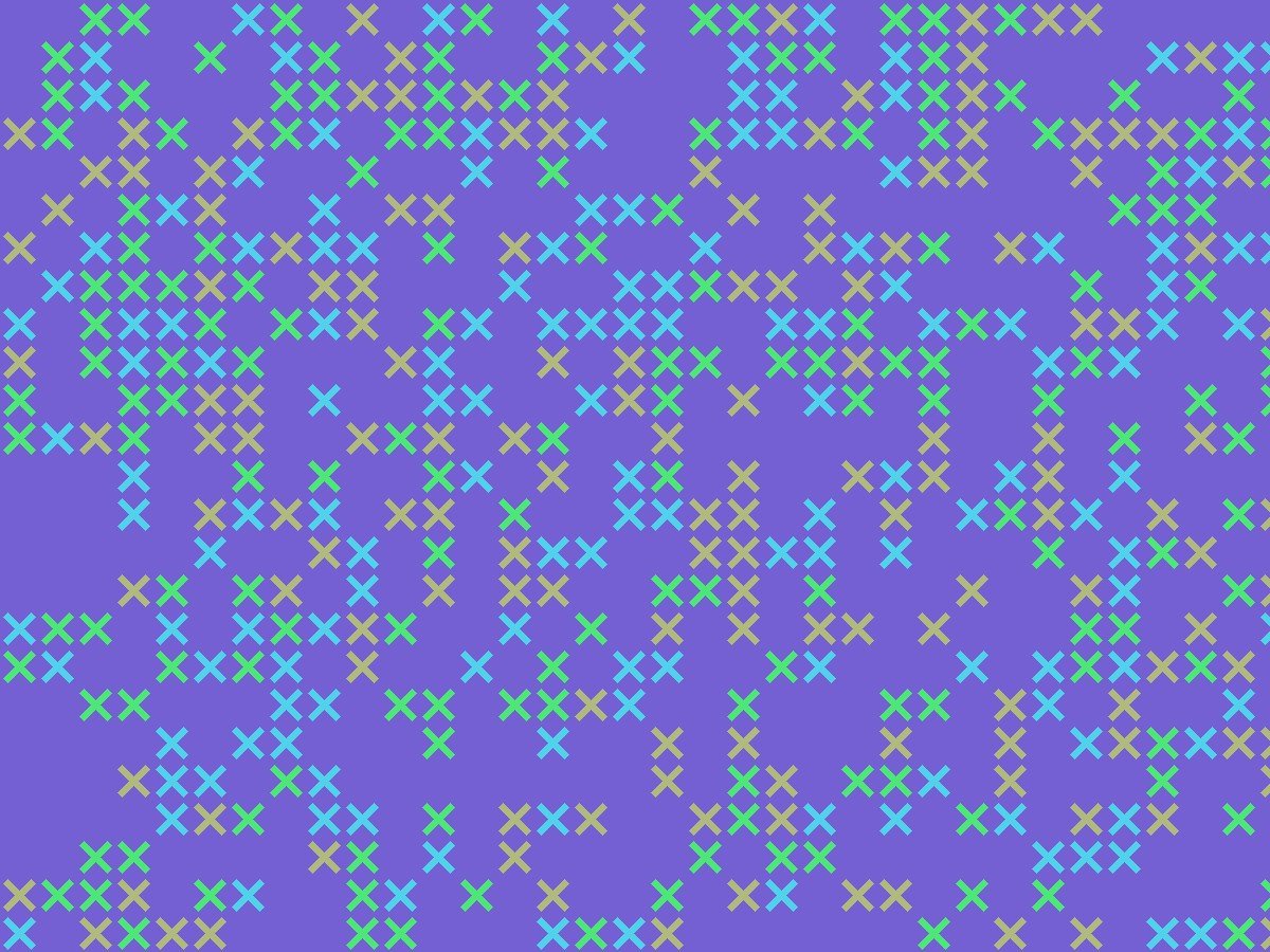 Botanical hoop for a friend: a drawn cross pattern
